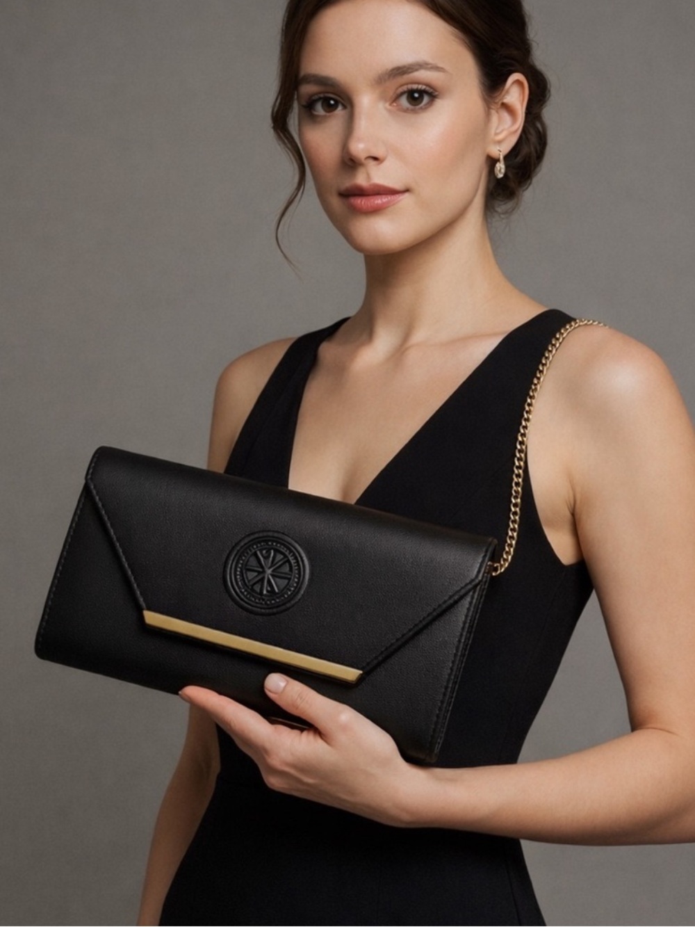 Christian Lacroix CXL Madison Smooth Clutch Black NWT